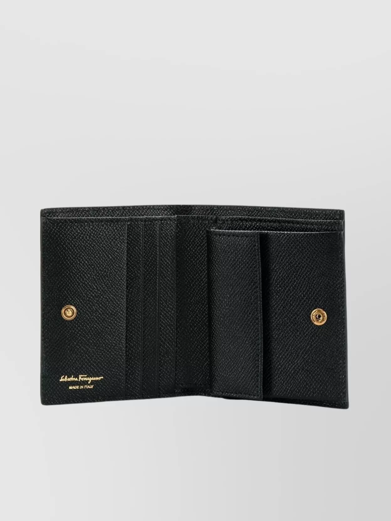 Ferragamo Textured Compact Wallet Gold-Tone Hardware