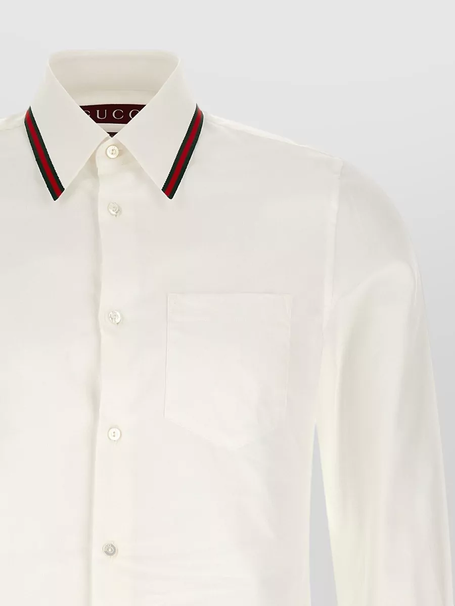 Gucci Web Stripe Long Sleeve Shirt Button Collar