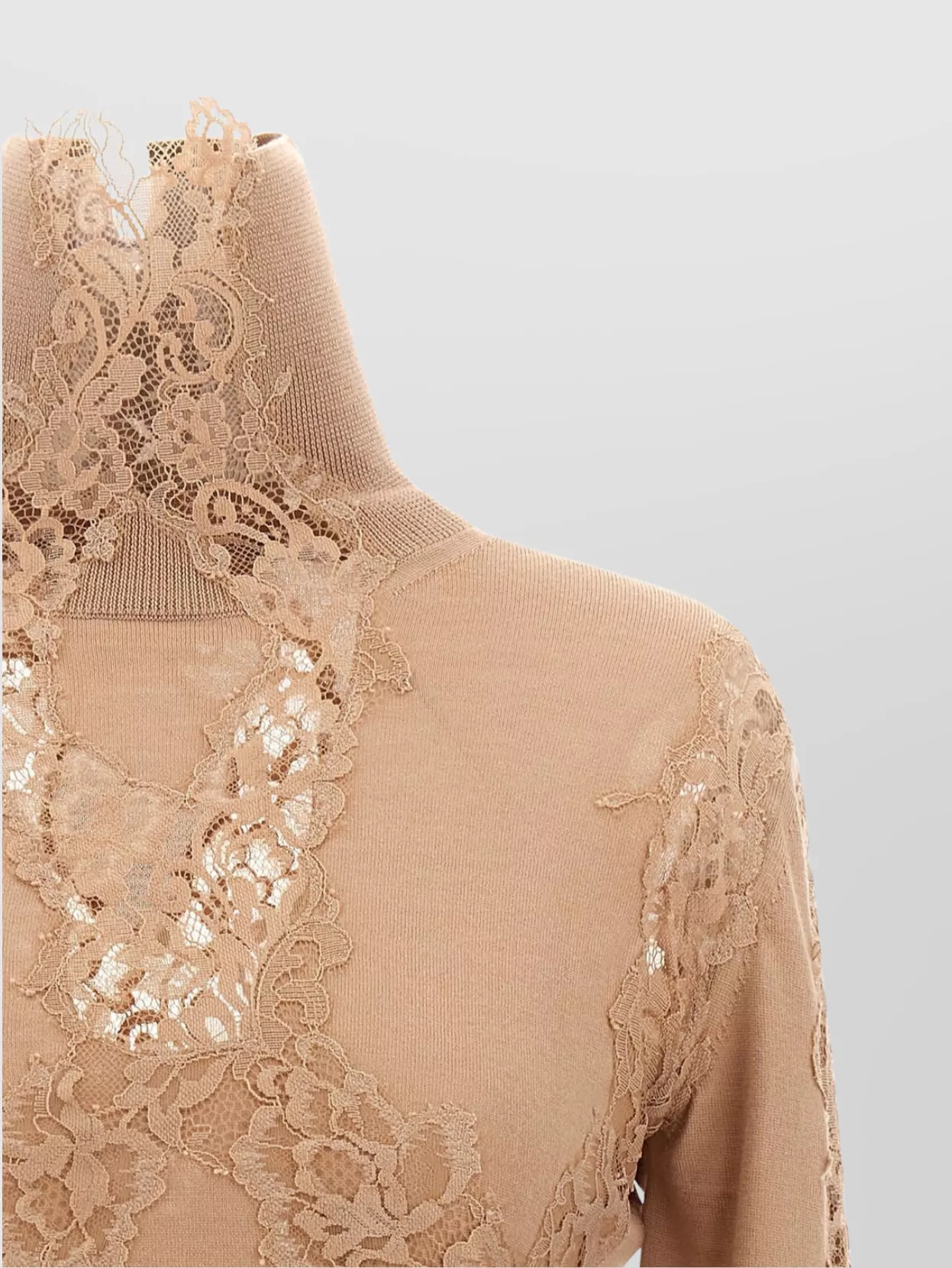 Ermanno Scervino Sweater With Lace Detail And Scalloped Hem