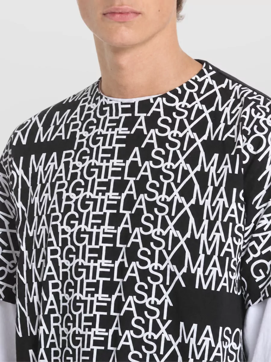 Mm6 Maison Margiela Logo Print Layered-Sleeve T-Shirt