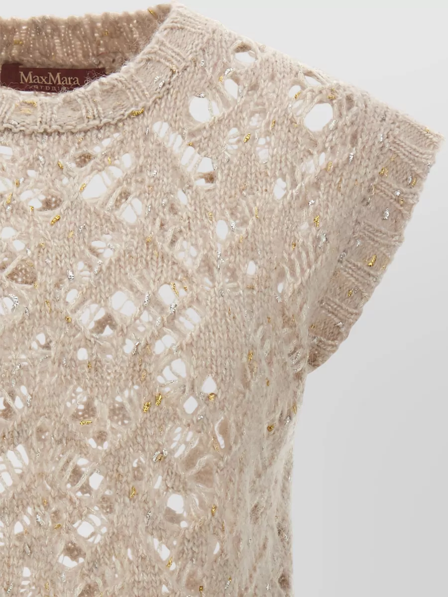 S Max Mara Alpaca-Blend Metallic Knit Sleeveless Top