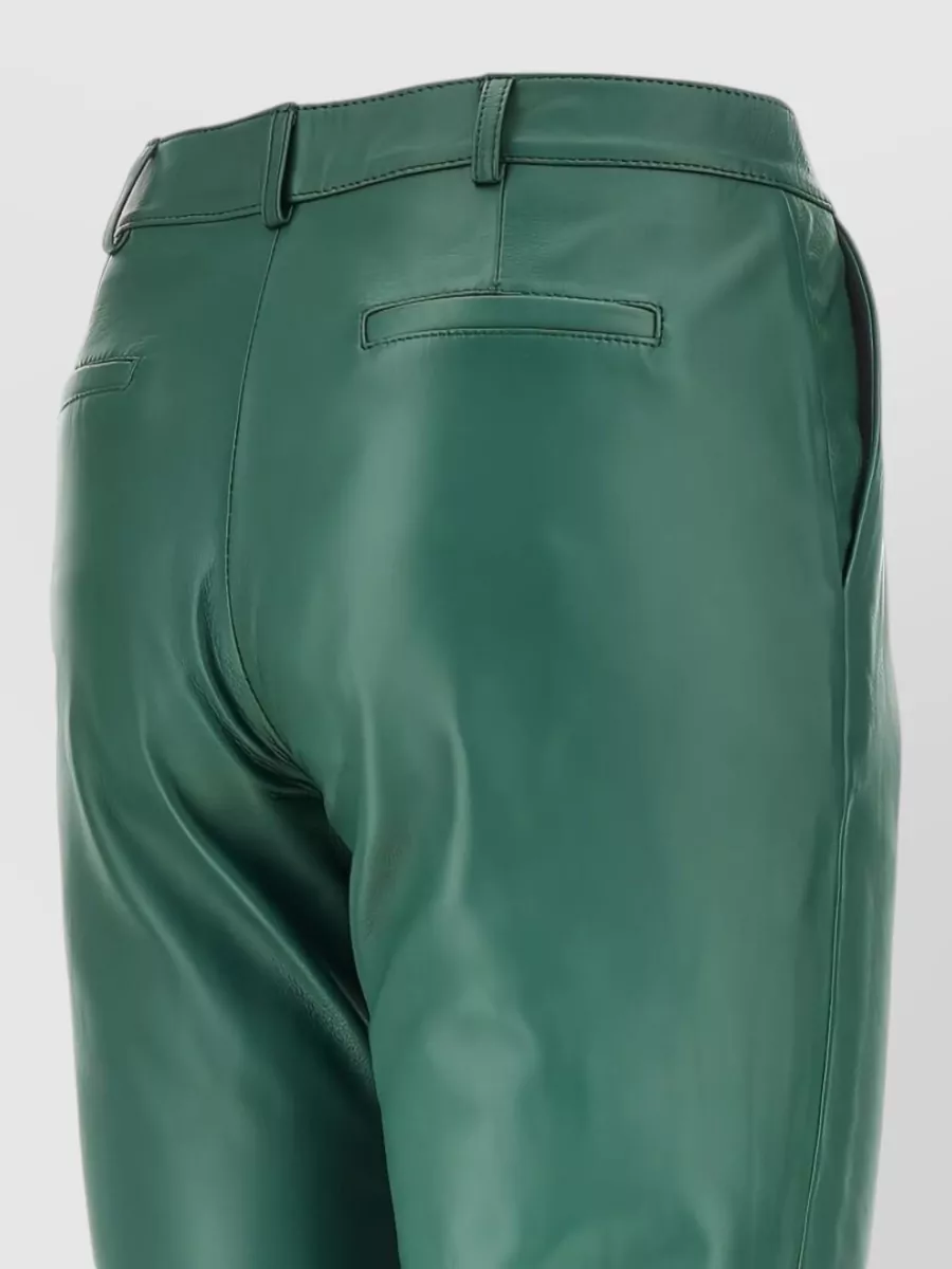 The Frankie Shop Lamb Leather Cropped Straight-Leg Trousers