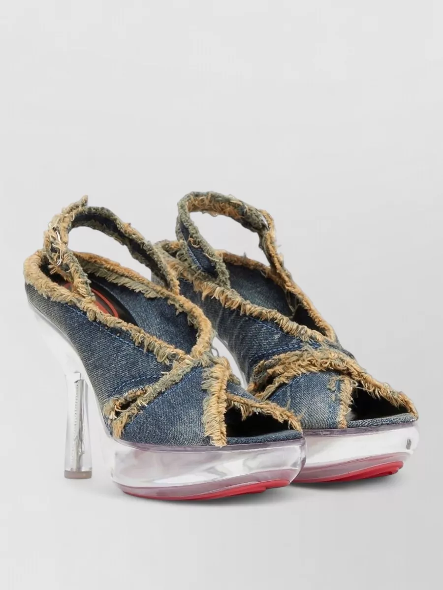 Diesel Denim Peep-Toe Slingback Sandals