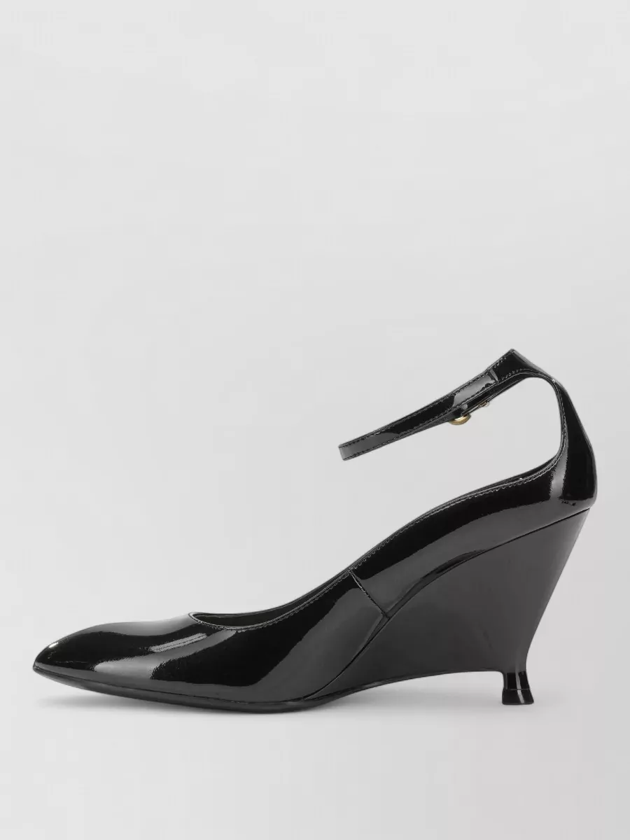 Pinko Black Patent-Leather Wedge Pumps
