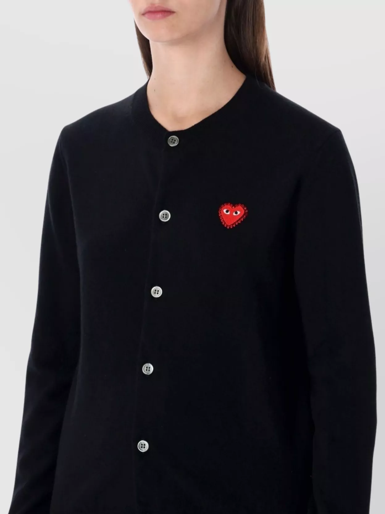 Comme Des Garçons Play Heart Detail Round Collar Cardigan