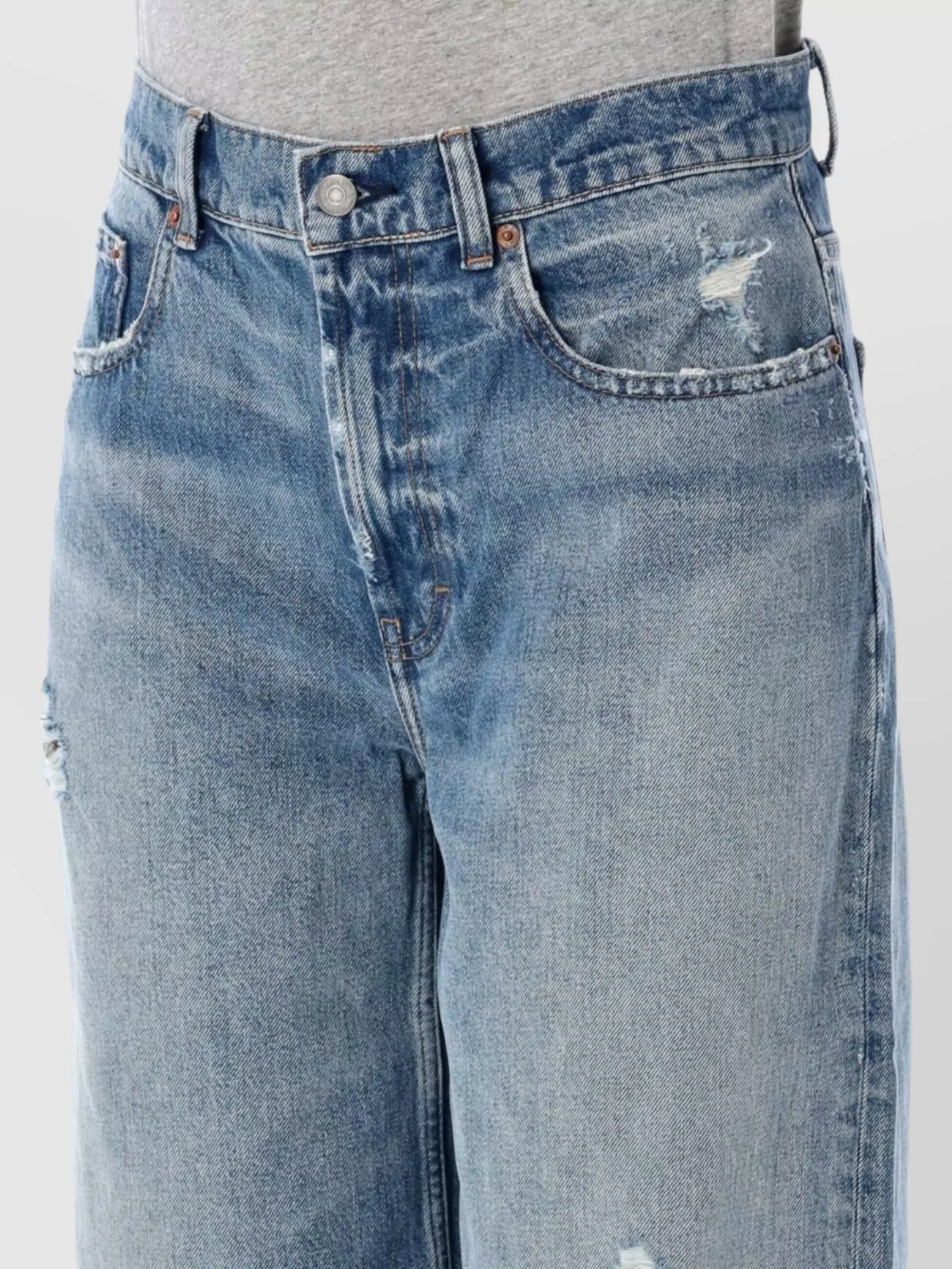 Polo Ralph Lauren Distressed Straight Denim Five Pockets In Blue
