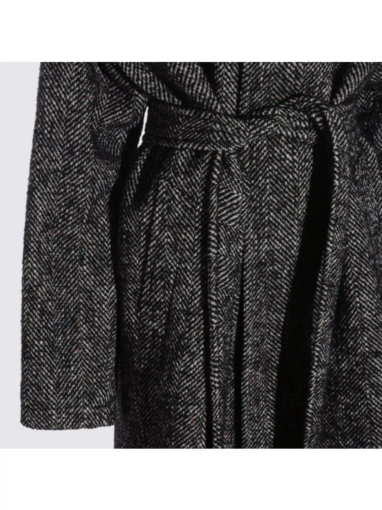 Tagliatore Herringbone Pattern Mid-length Coat Belted In Gray