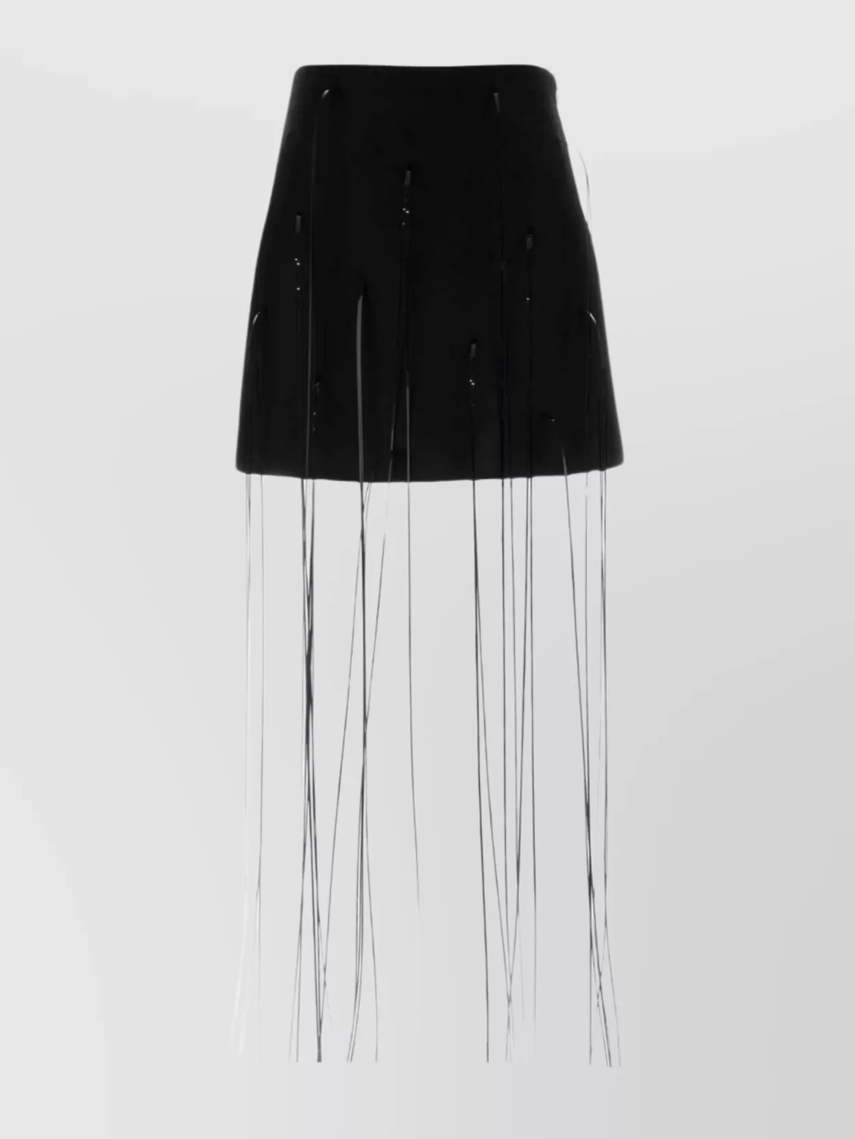 Jil Sander High Waist Mini Skirt Fringe Detail In Black