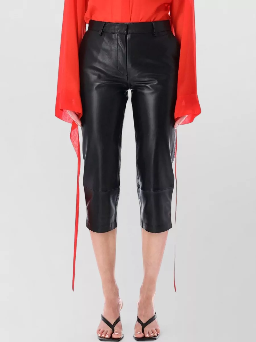The Frankie Shop Leather slim-fit cropped capri pants