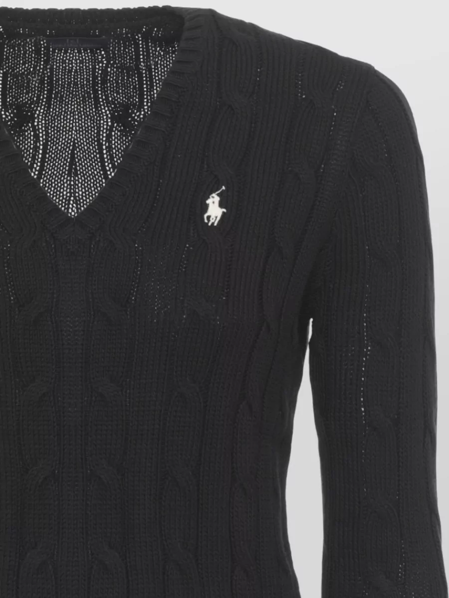 Ralph Lauren Cable-Knit V-Neck Long-Sleeve Jumper