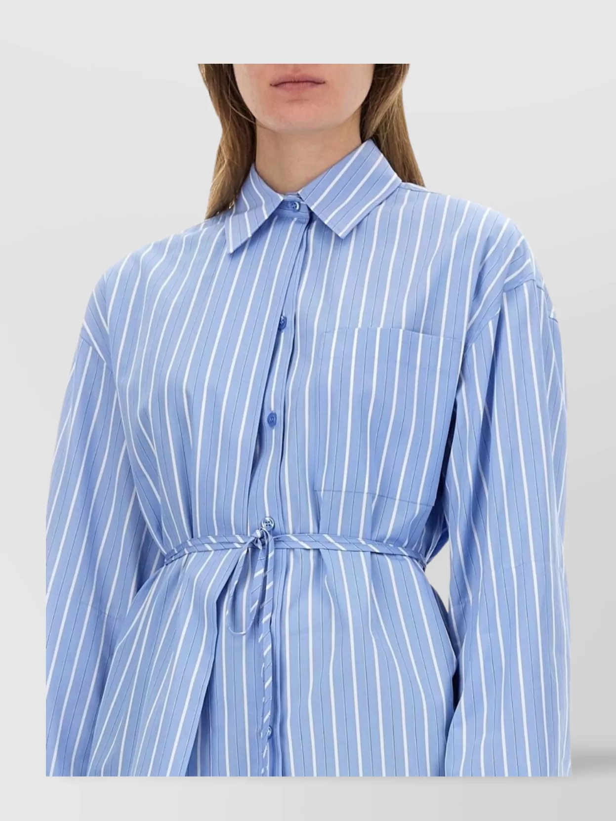 Sportmax Striped Oversize Shirt With Adjustable Waist Tie