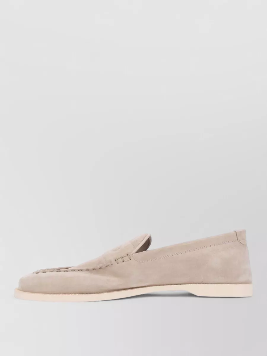 John Lobb Loafers Round Toe Suede Finish Stitching