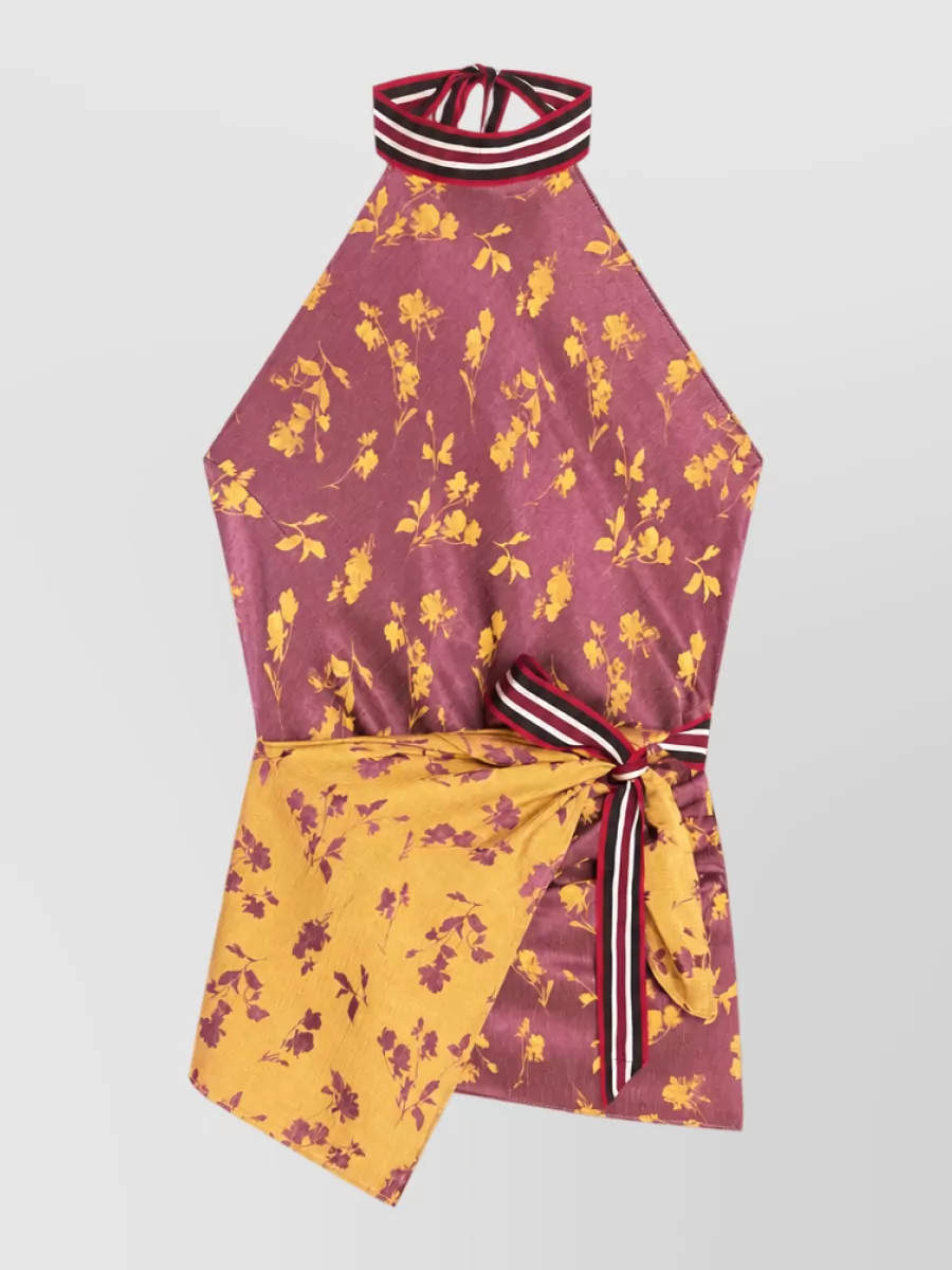 Dries Van Noten jacquard floral halterneck wrap top