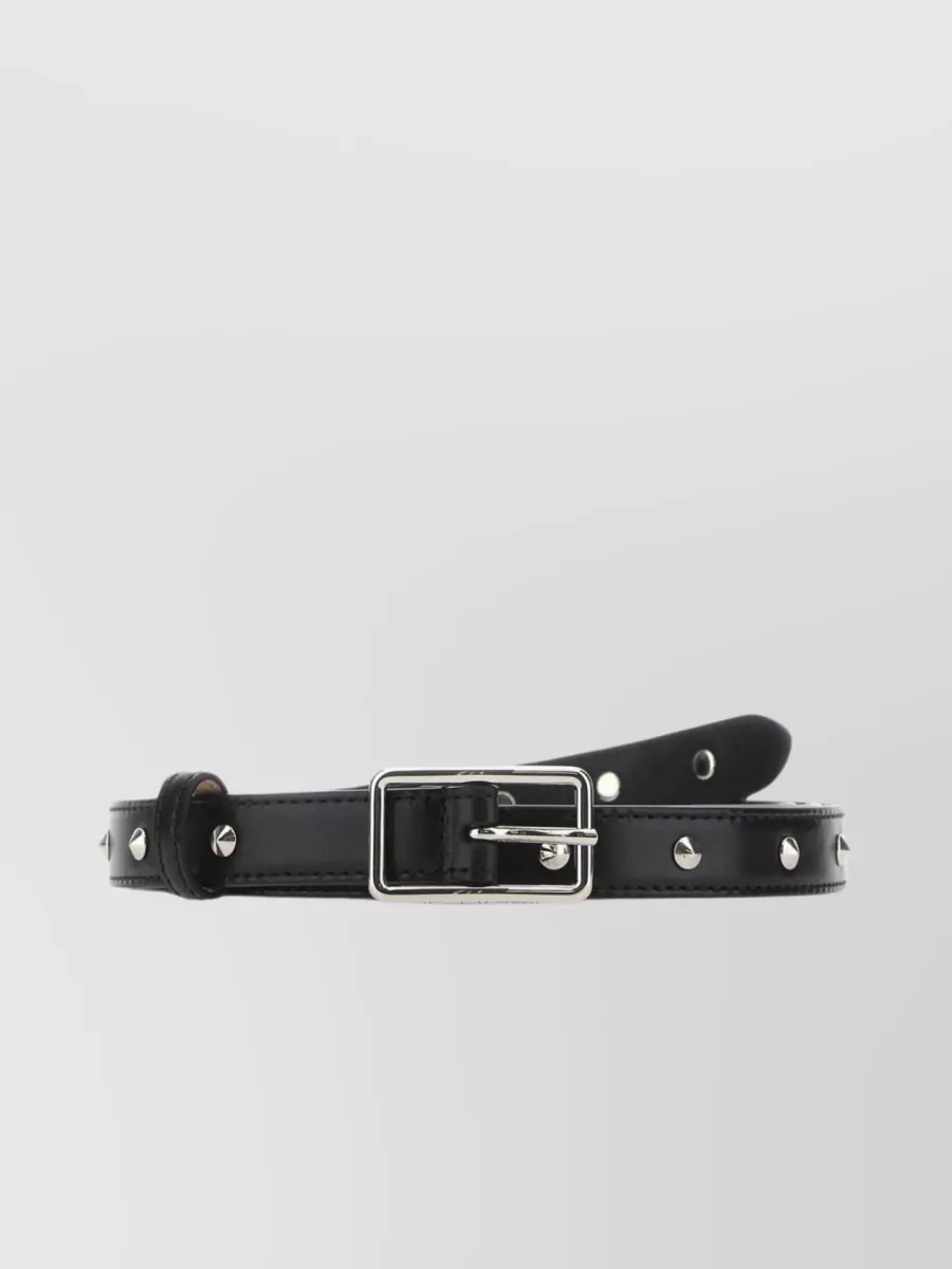 Shop Alexander Mcqueen Studded Leather Belt With Adjustable Fit In Black