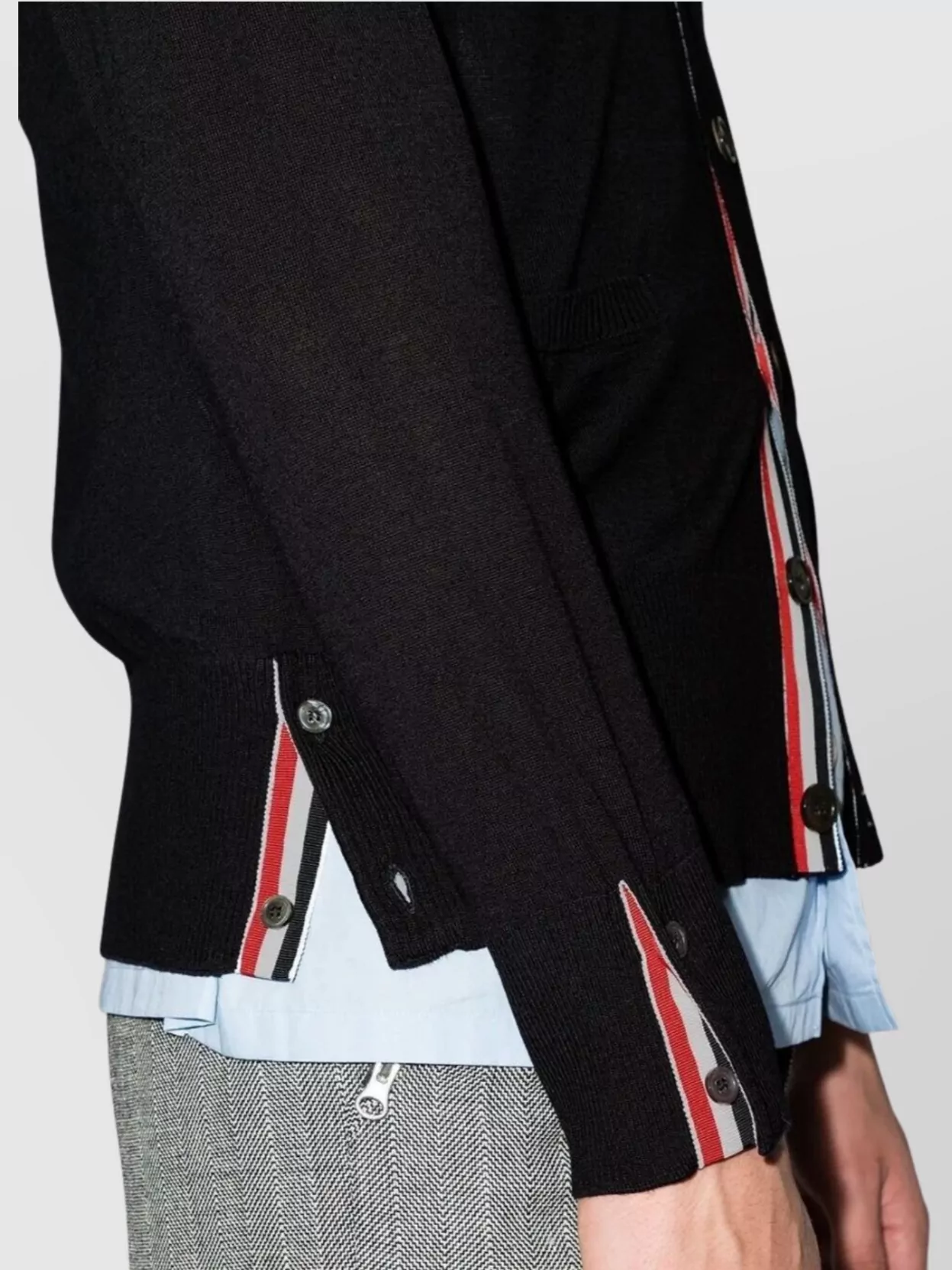 Thom Browne V Neck Cardigan Fine Merino Wool Stripes