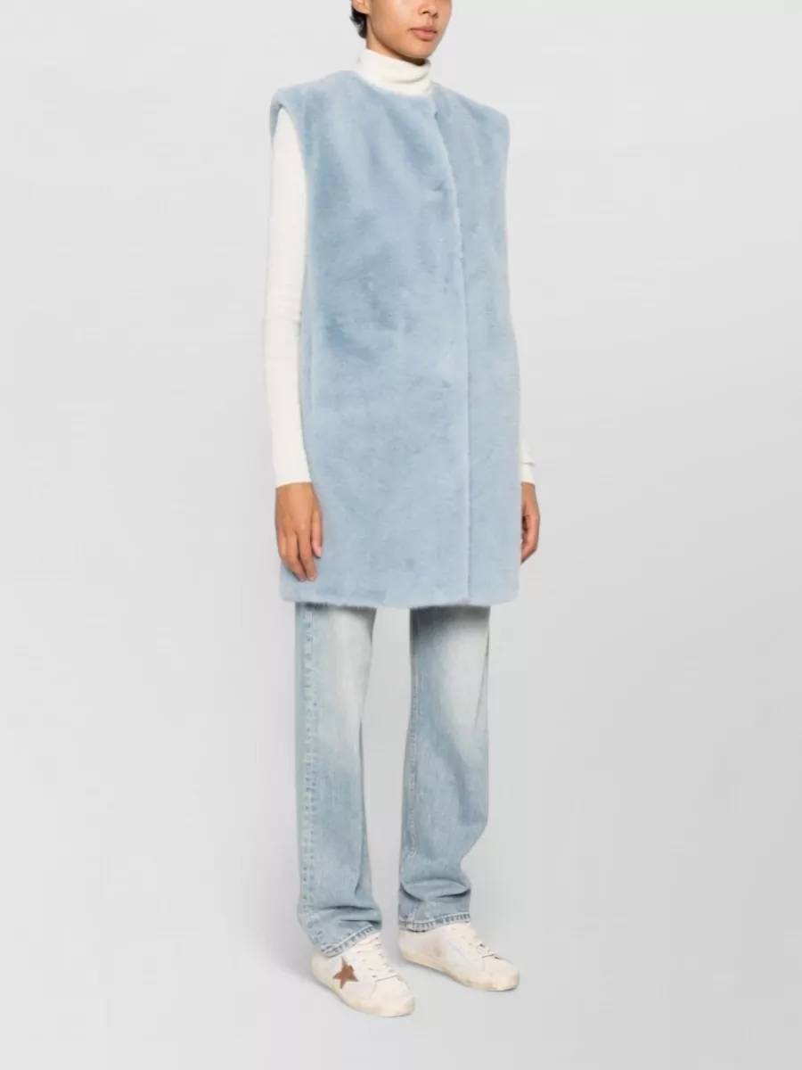 Herno Faux Fur Sleeveless Round Neck Coat