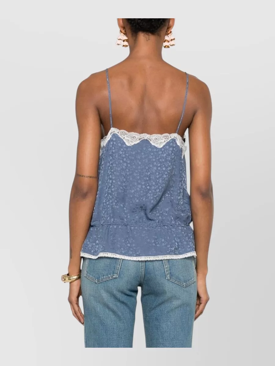 Chloé Silk Lace-Trim V-Neck Camisole Top