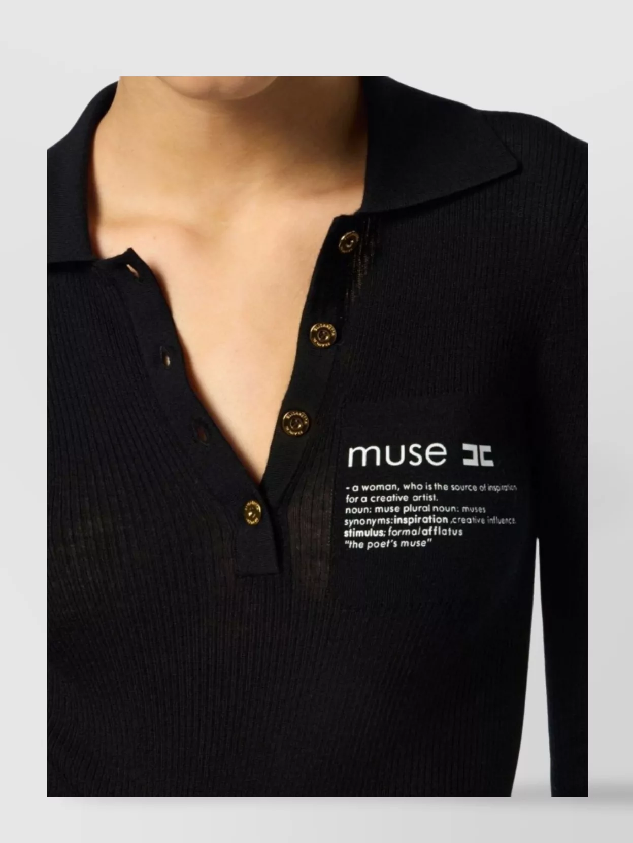 Elisabetta Franchi Collared Top With Ribbed Texture And Sleeves