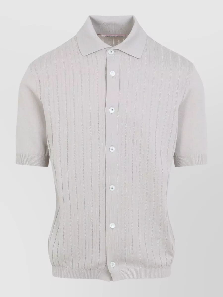Brunello Cucinelli Cotton Knitted Short-Sleeve Polo Shirt