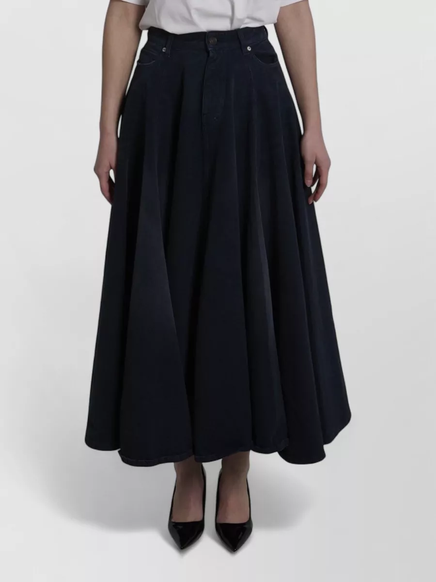 Balenciaga denim godet maxi skirt