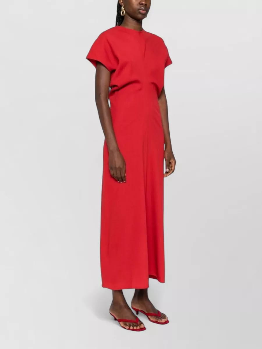 Totême Wool Maxi Dress Cap Sleeves Draped Sides