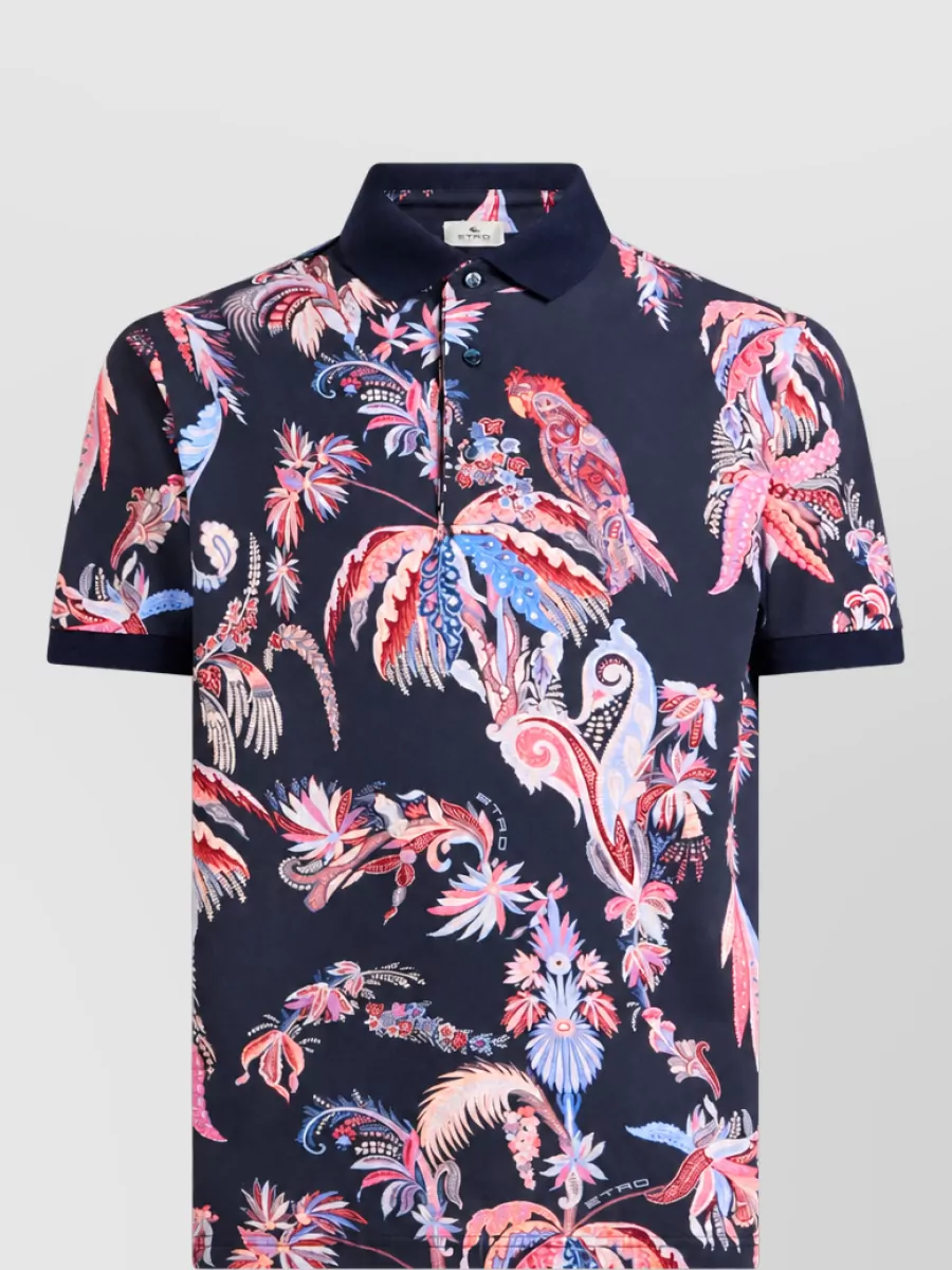 Etro cotton printed short-sleeve polo shirt