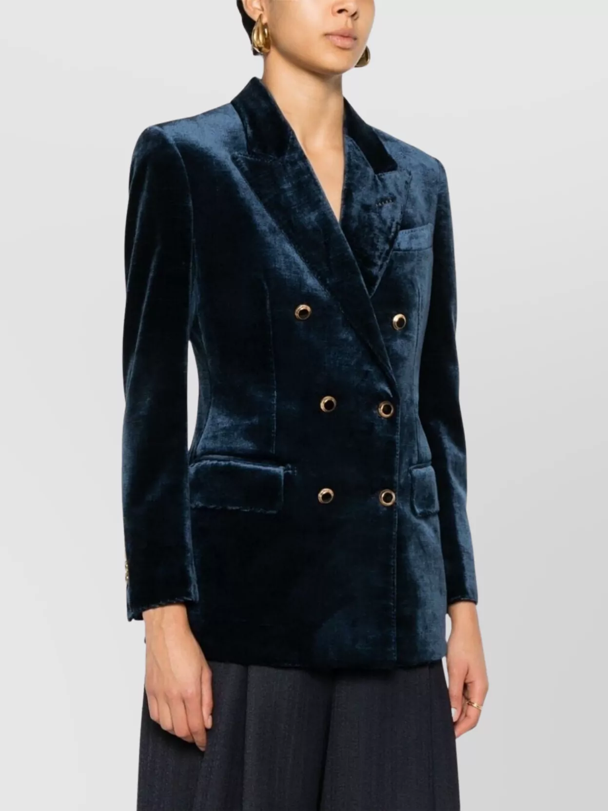 Tom Ford Velvet Double-Breasted Jacket Gold Buttons