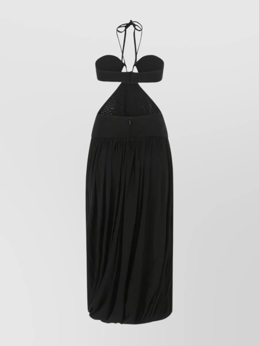 Shop Stella Mccartney Viscose Blend Halterneck Dress With Cut-outs In Black
