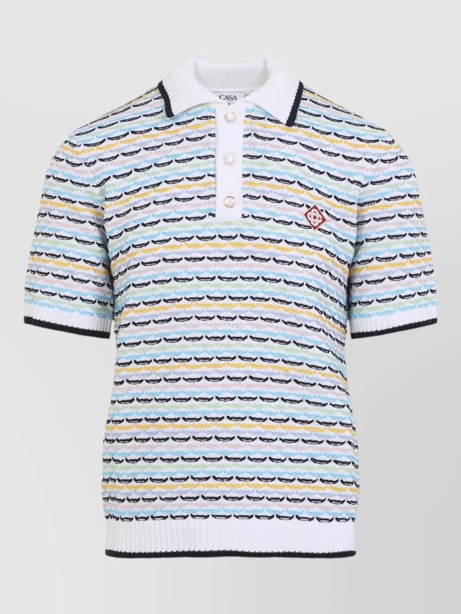 Casablanca Cotton Textured Knit Short-Sleeve Polo Shirt