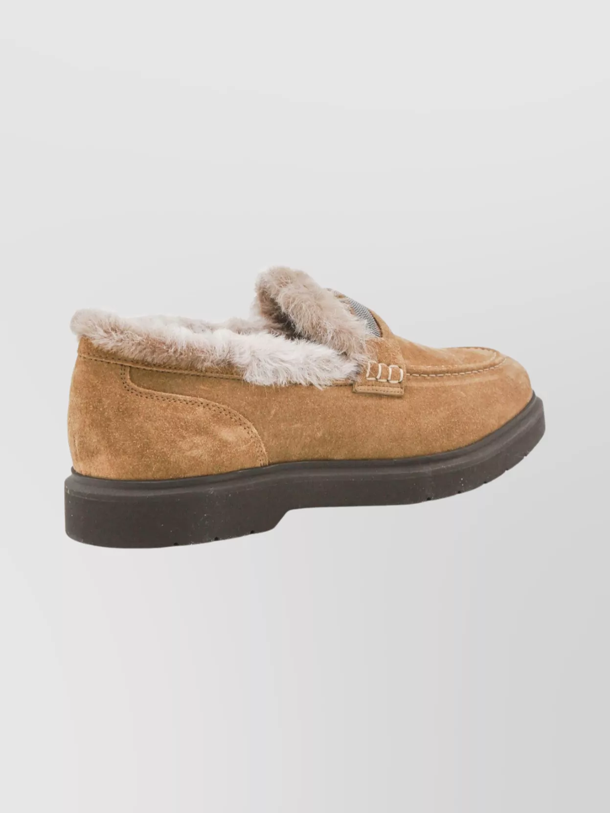 Brunello Cucinelli Suede Loafers With Rubber Sole And Stitching