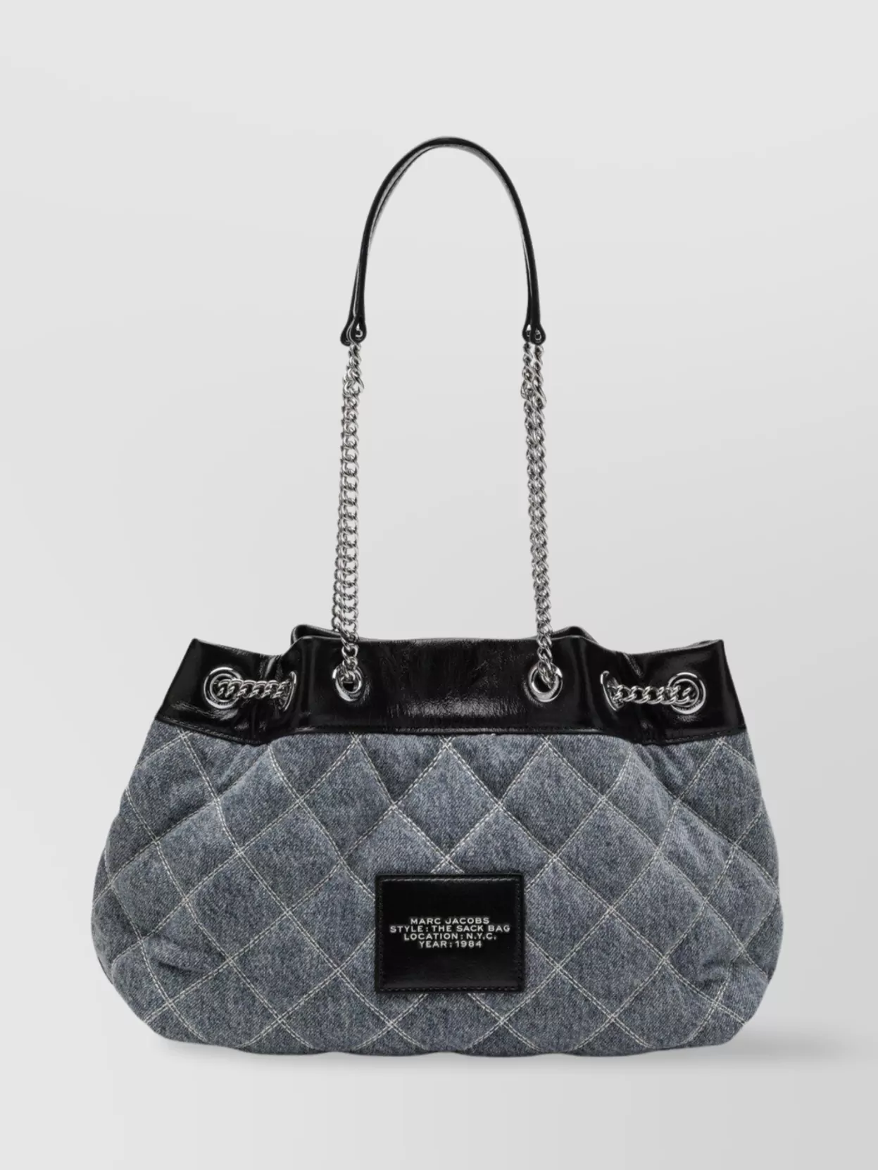 Marc Jacobs Quilted Denim Shoulder Bag In Gray