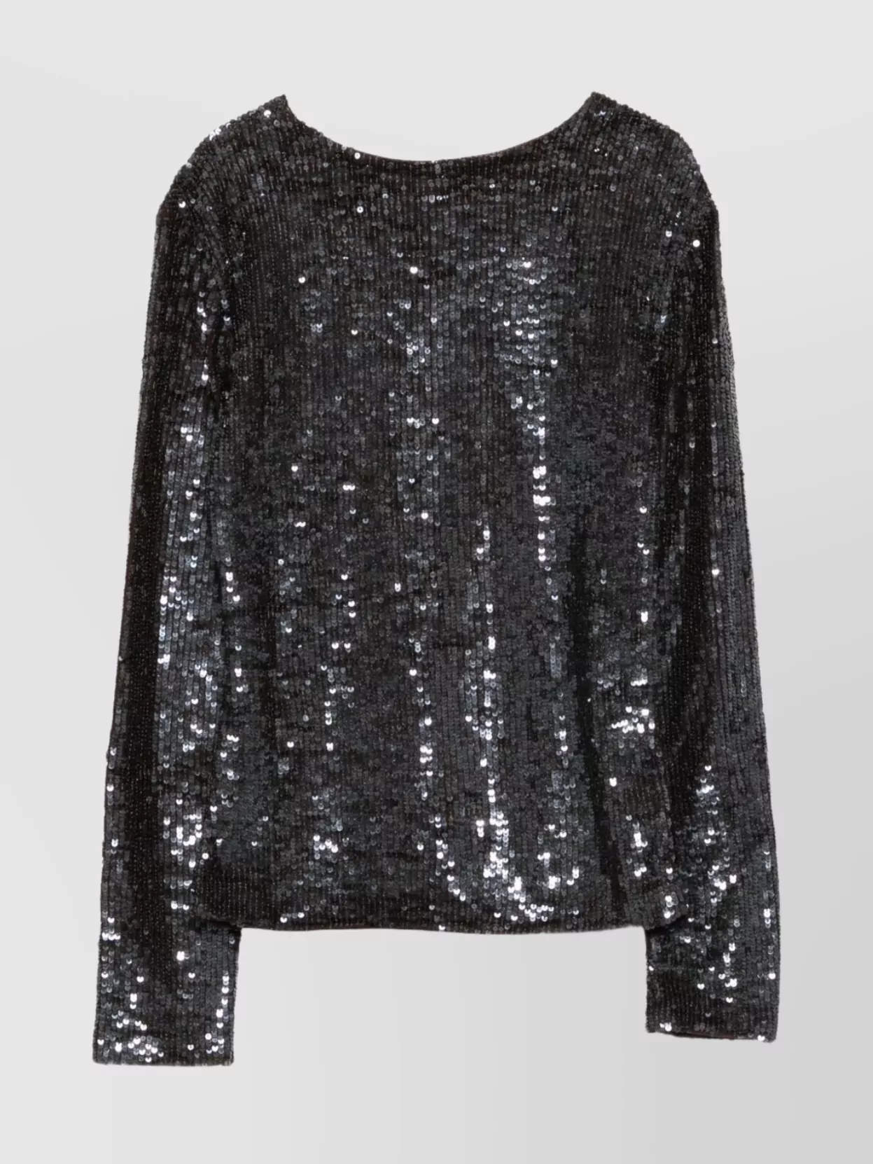 P.a.r.o.s.h Long Sleeve Round Neck Sequin Top In Black