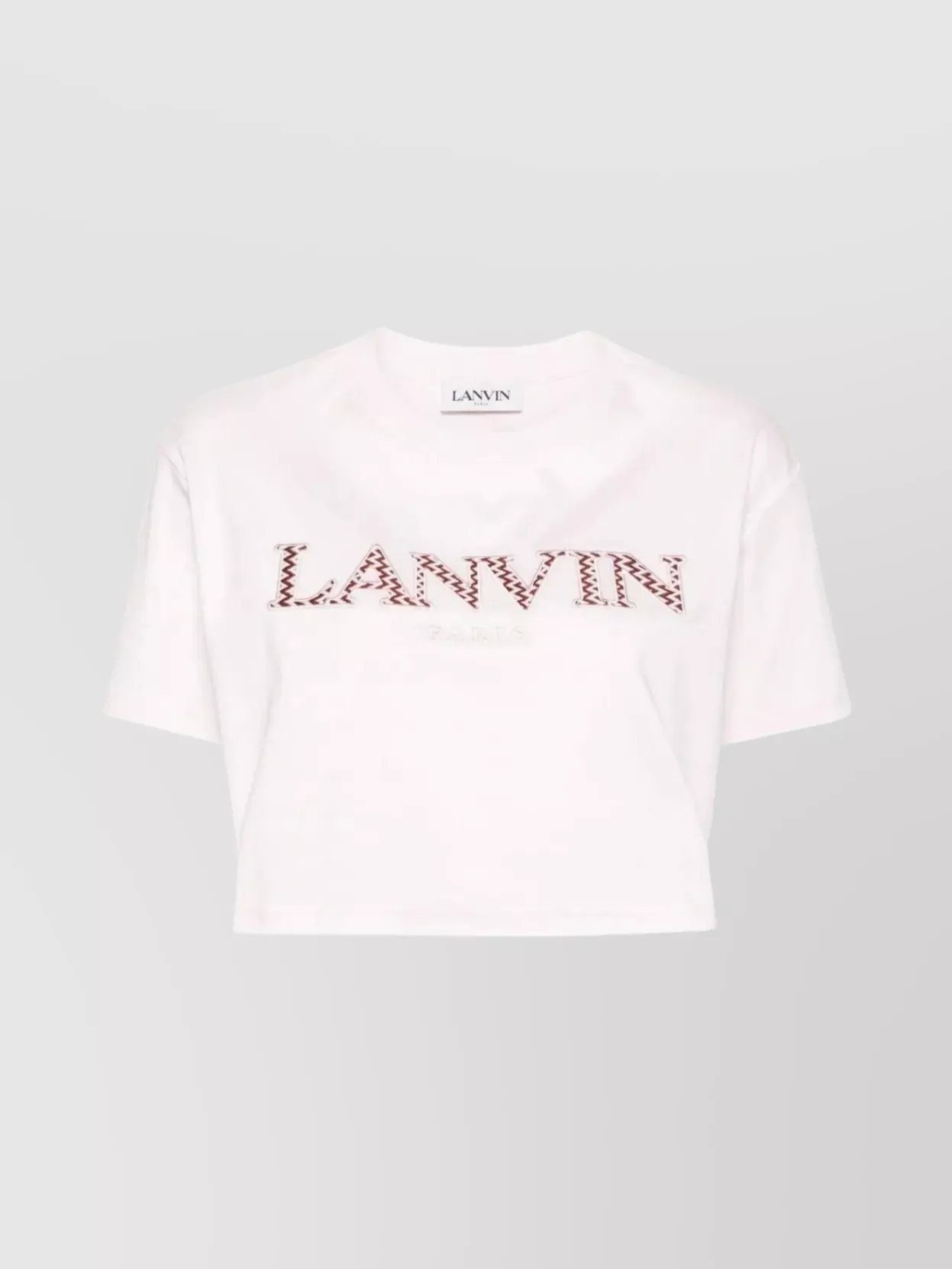 Shop Lanvin Embroidered Crew Neck Cropped Logo T-shirt