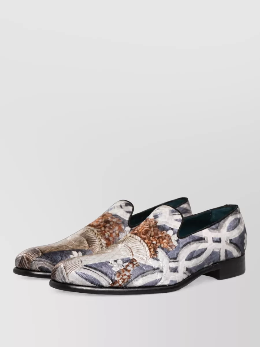 Dolce&Gabbana leather floral-embroidery loafers