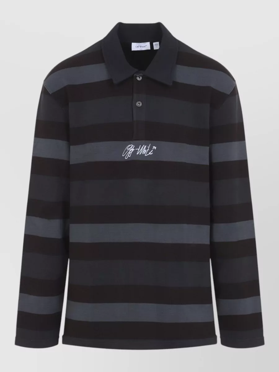 Off-White striped relaxed-fit long-sleeve polo shirt