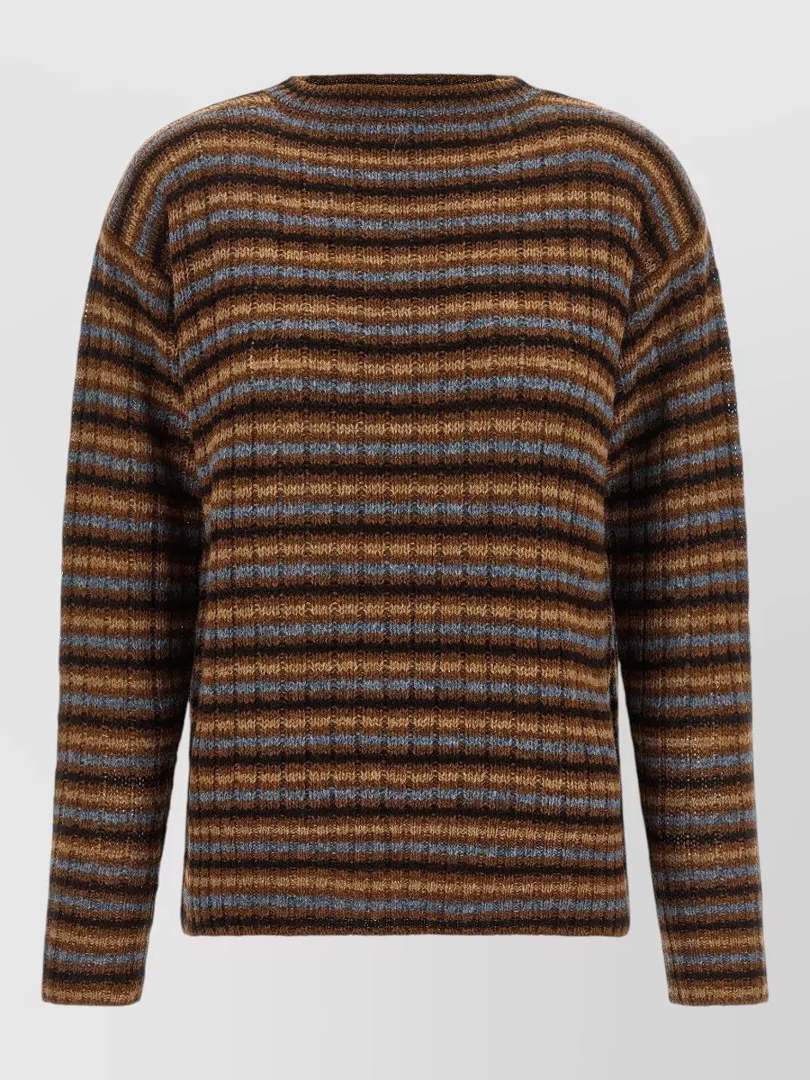 Prada wool ribbed striped crewneck sweater