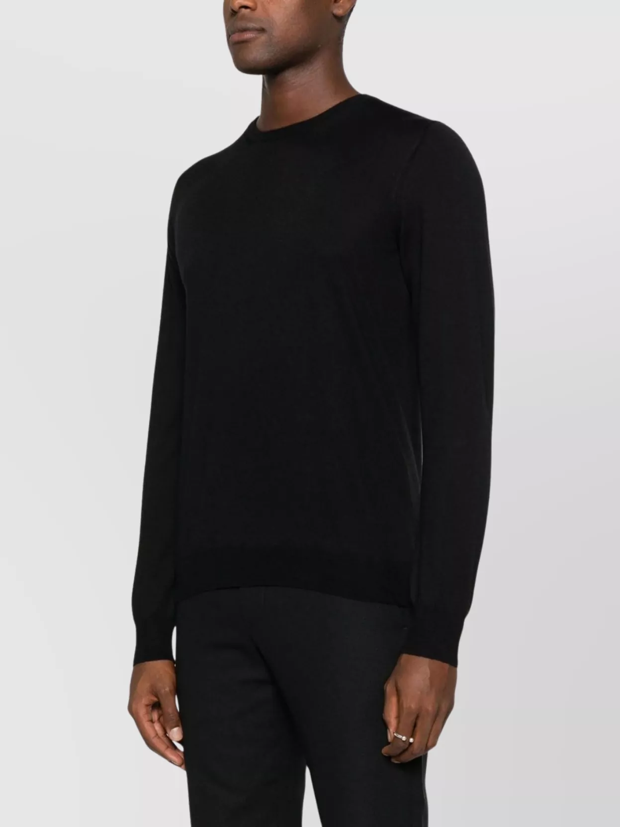 Tagliatore Ribbed Hem Crew Neck Long Sleeve Pullover