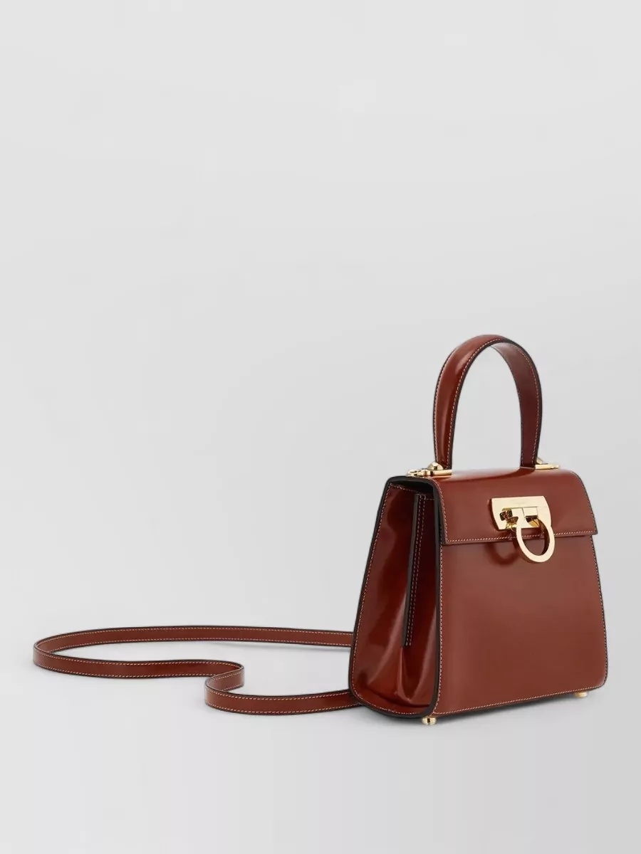 Ferragamo Studio Bag Small Leather Top Handle Bag