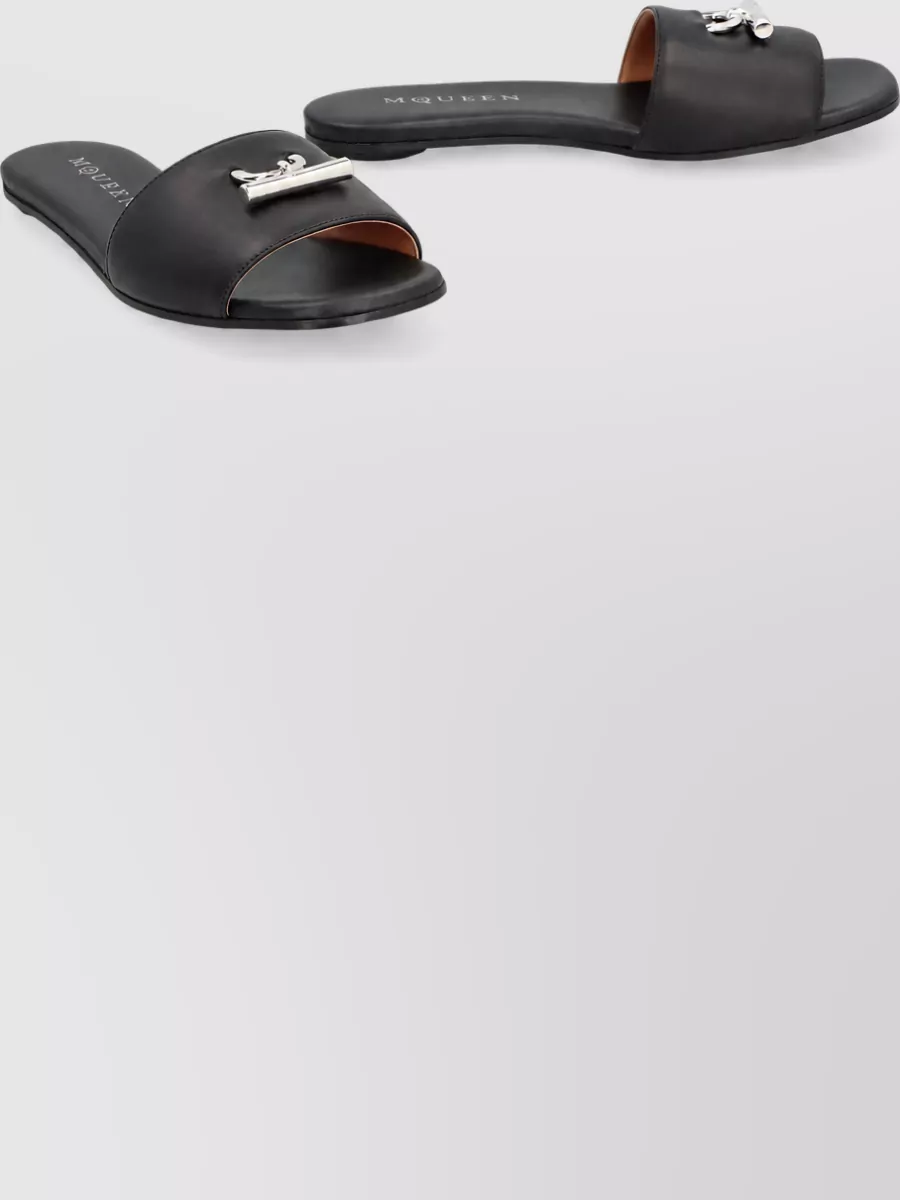Mc Queen leather slides