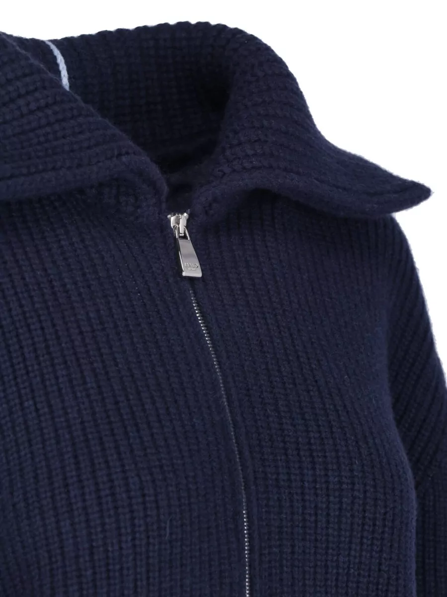 Malo Cashmere Ribbed Oversized High-Neck Zip Sweater