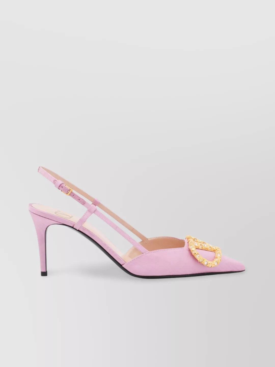 Valentino Vlogo Signature Slingback In Leather With Rhinestones