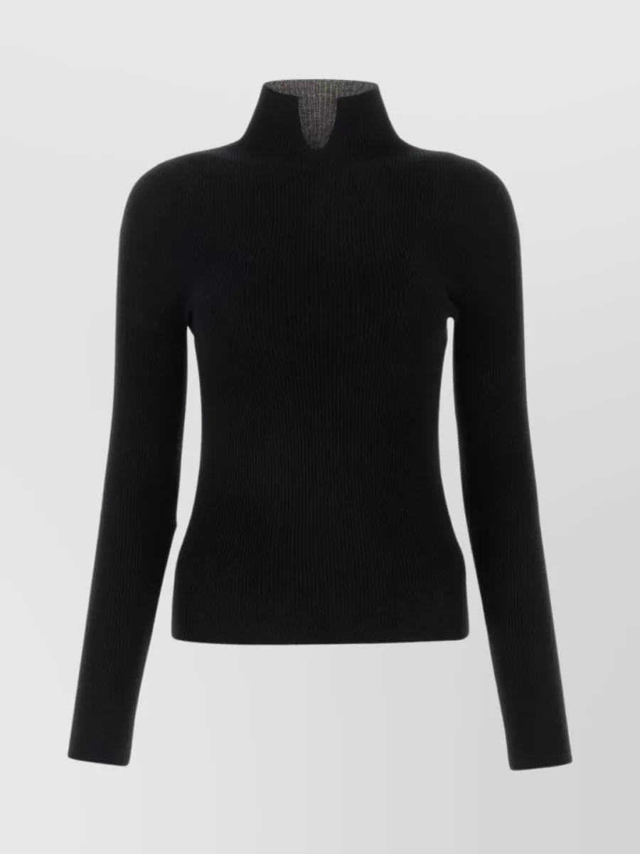 Shop Apc Textured Silk Blend Turtleneck Sweater In Black