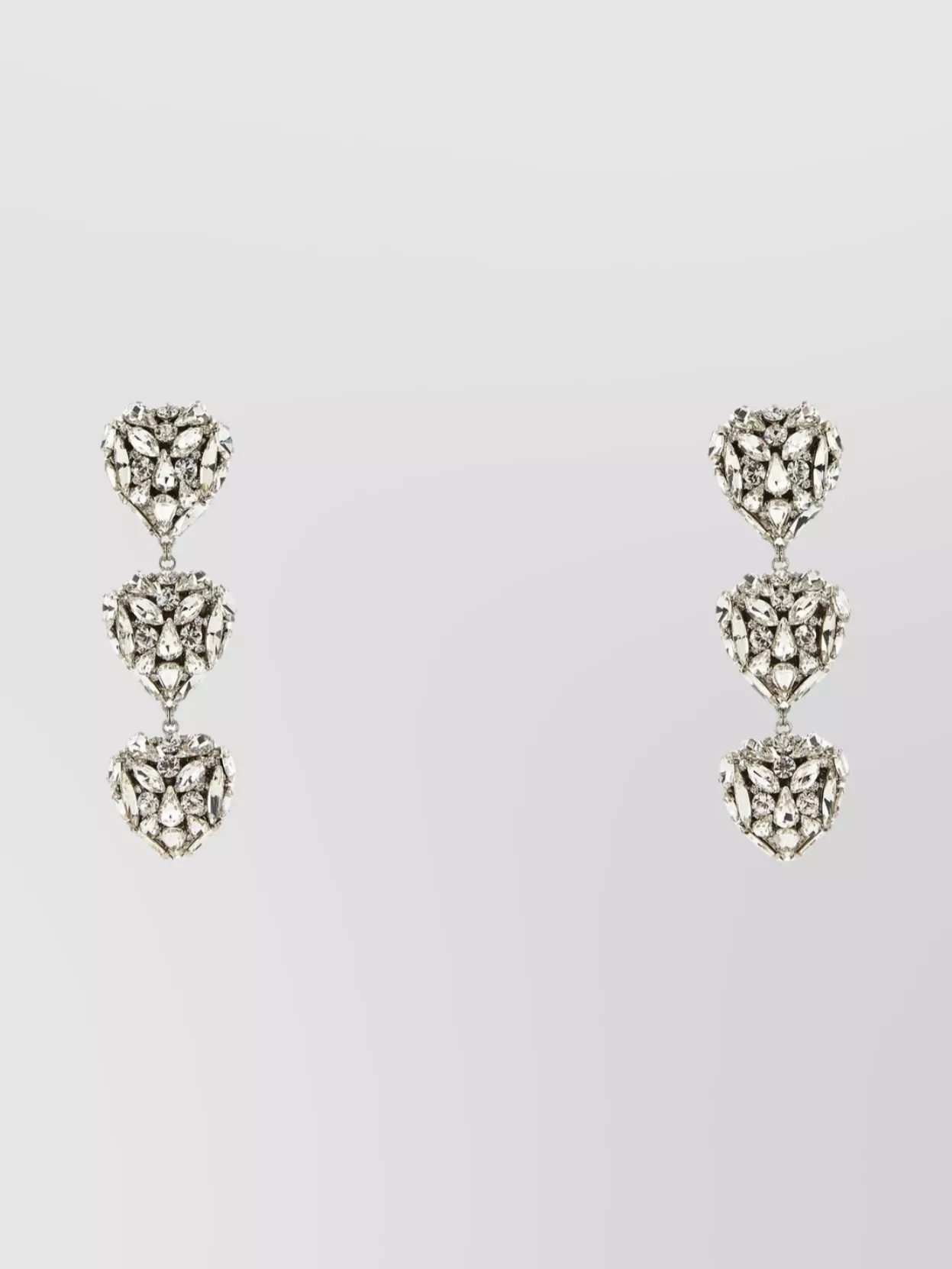 Shop Alessandra Rich Rhinestone-embellished Heart Stud Earrings In White