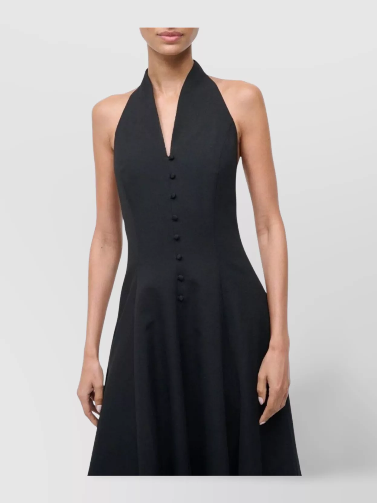 Staud Halterneck Open Back Floor-length Dress In Black