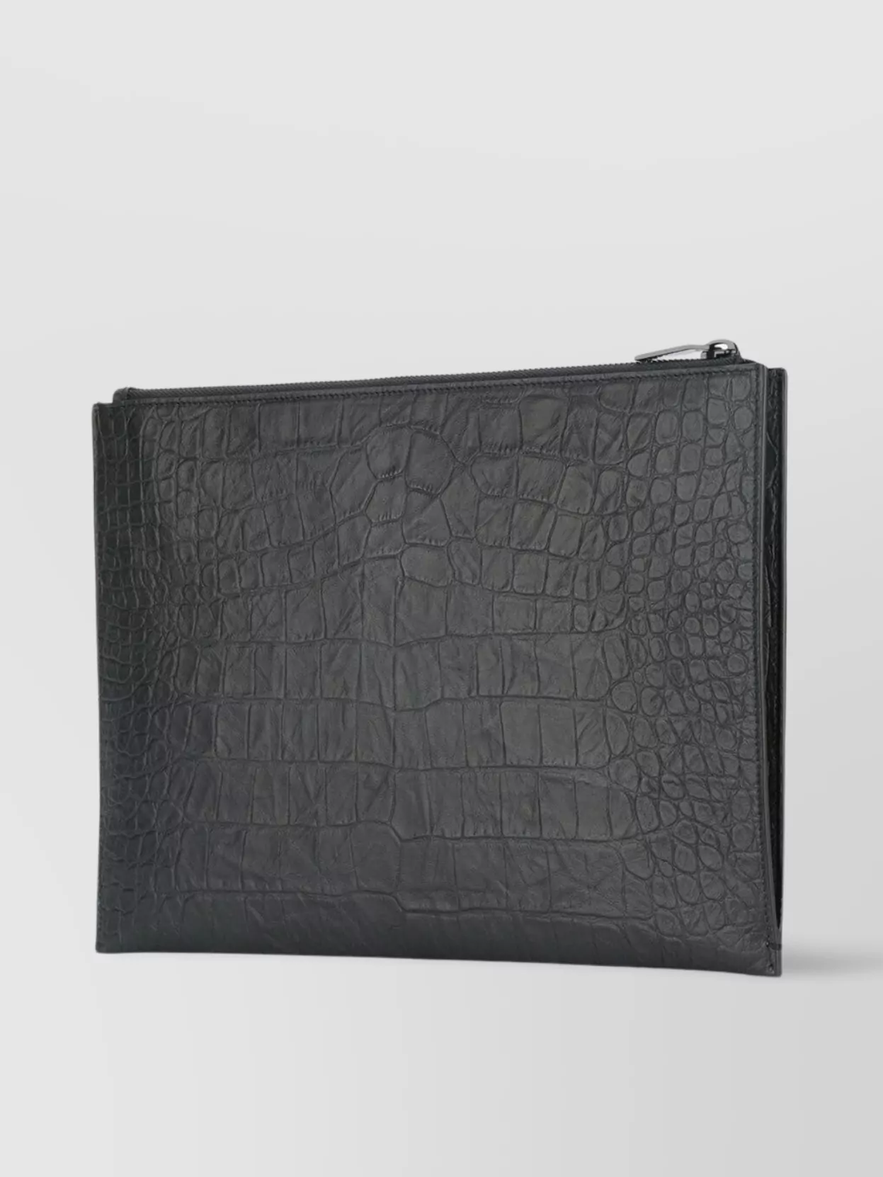 Saint Laurent Luxe Leather Crocodile Embossed Clutch Bag