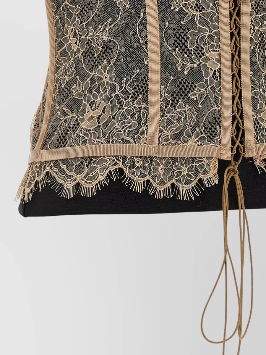 Giuseppe Di Morabito Short Sleeve Corset Top Lace Tie Back