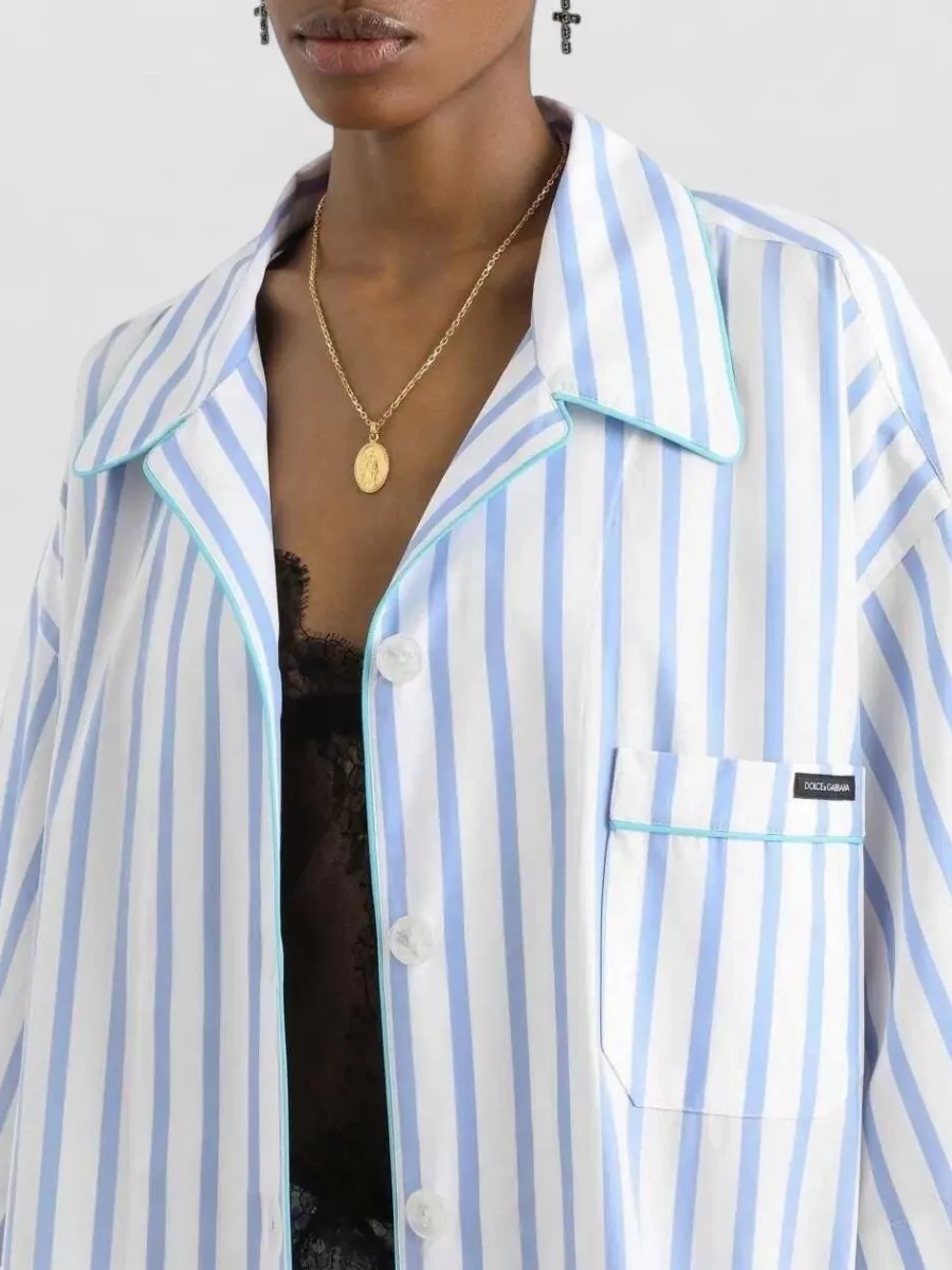 Dolce&Gabbana Striped Short-Sleeve Bowling Shirt