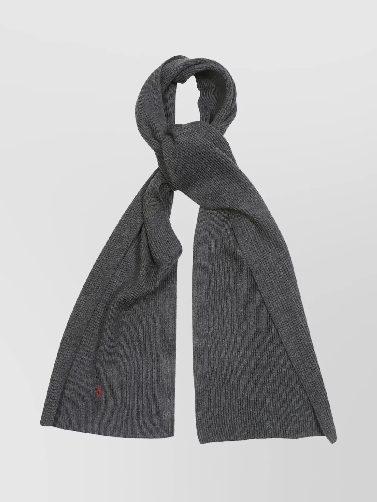Polo Ralph Lauren Knit Merino Scarf Rectangular Shape Ribbed Texture In Black
