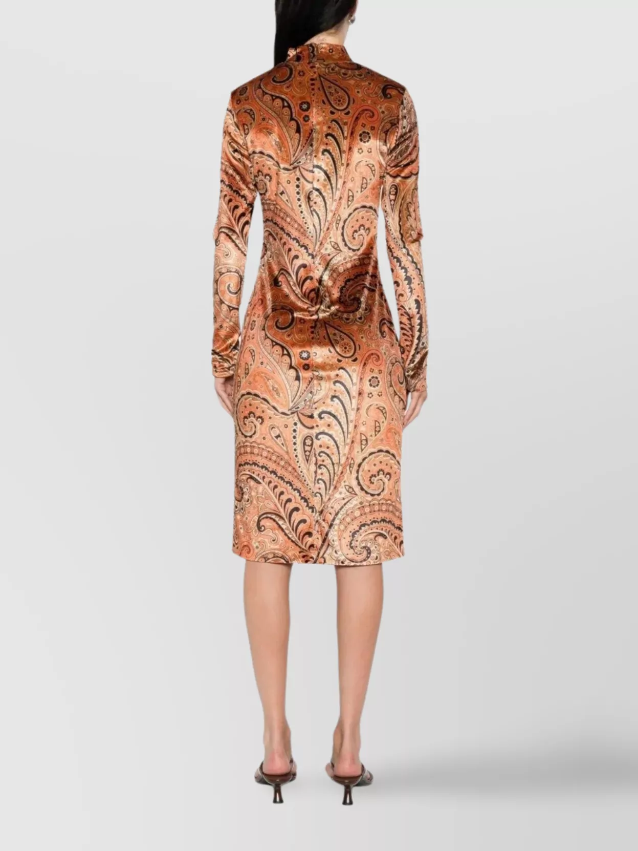 Etro Paisley Print Midi Dress With Long Sleeves