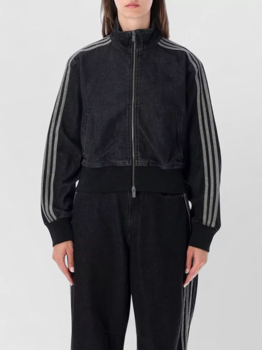 Adidas Originals denim high-neck track jacket